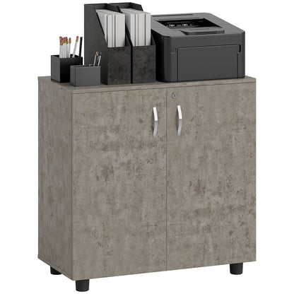 Vinsetto Two-Tier Locking Office Storage Cabinet - Grey 