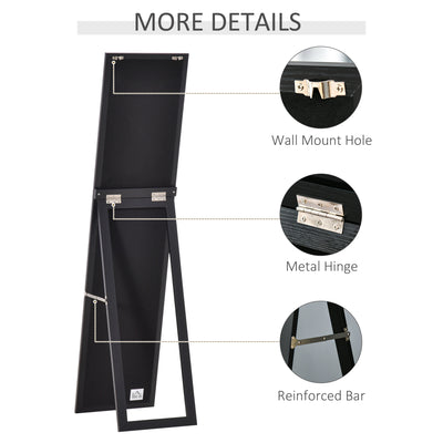 HOMCOM Full Length Mirror for Bedroom, Free Standing Dressing Mirror, Wall Mirror for Living Room, 37 x 154 cm, Black 