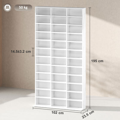 HOMCOM CD Storage Unit with Adjustable Shelves, 102 x 195 cm, Marble Effect 