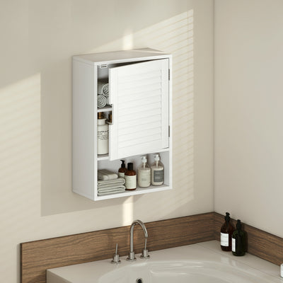 HOMCOM Bathroom Cabinet, Wall Mounted Storage Cabinet with Adjustable Shelves, 40 x 20 x 60 cm, White 