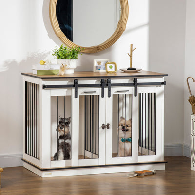 PawHut Dog Crate Furniture for Large Dogs, Double Dog Cage for Small Dogs 