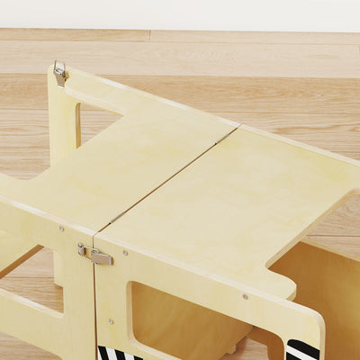 AIYAPLAY Toddler Step Stool, Standing Tower with Chalkboard, 3-in-1 Cat-Shaped Step Stool for Kitchen Counter, Natural 