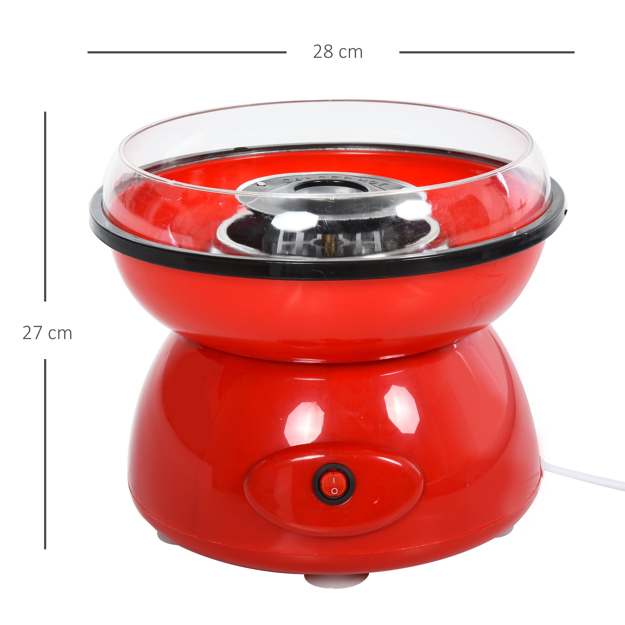 HOMCOM 450W Electric Candyfloss Machine Kit Non-Stick Plates Fairground Fun Children Adult Party Gift Home Sweet Metal Body w/ Accessories Red 