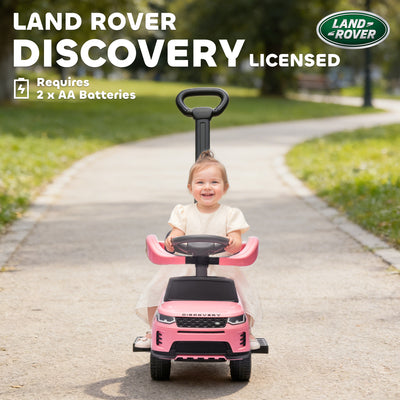 AIYAPLAY Land Rover Discovery Licensed Baby Push Car, 2-in-1 Ride on Car with Push Handle and Safety Guardrail, Pink 