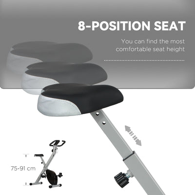 SPORTNOW Folding and Quiet Exercise Bike with 8-Level Magnetic Resistance and Heart Rate Sensor, for Home Gym, Black and Grey 