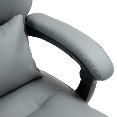 HOMCOM Faux Leather Reclining Office Chair, with Footrest - Grey 