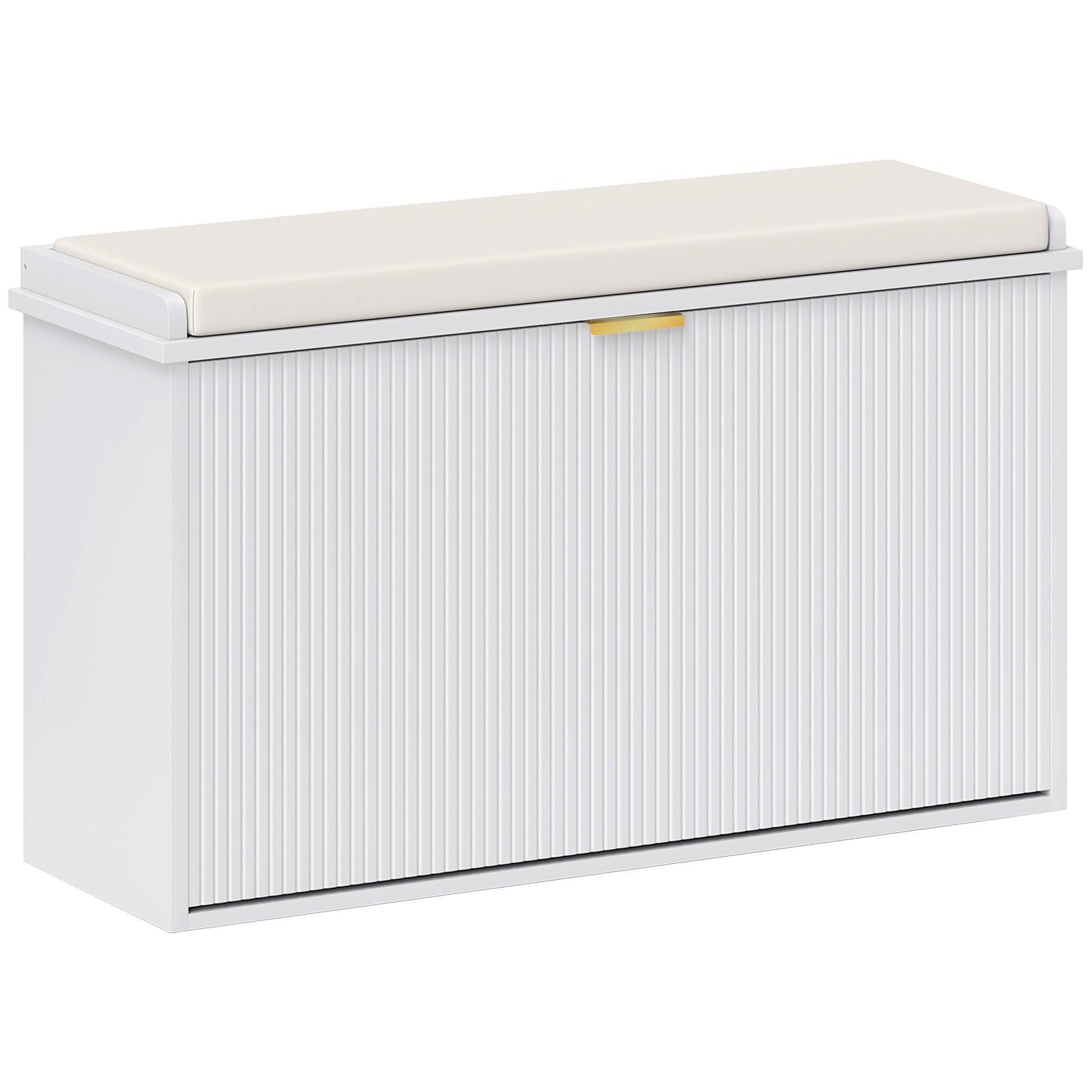 HOMCOM Elegant Eight Shoe Bench, with Top Seat - White 