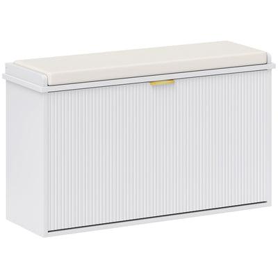 HOMCOM Elegant Eight Shoe Bench, with Top Seat - White 