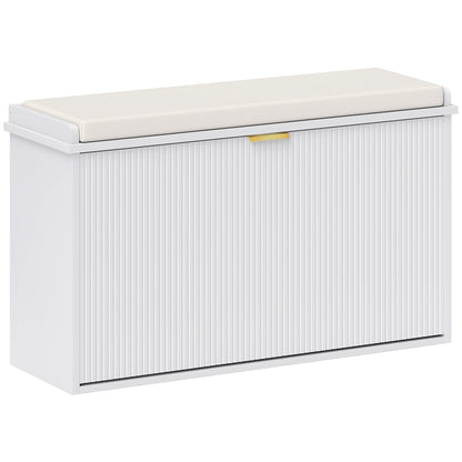 HOMCOM Elegant Eight Shoe Bench, with Top Seat - White 