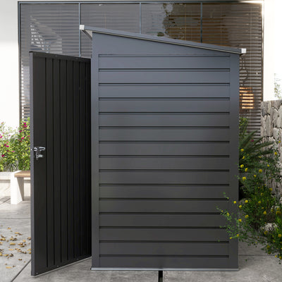 Outsunny 3.7 x 7.9ft Galvanised Steel Shed, with Latched Door and Padlock - Grey 