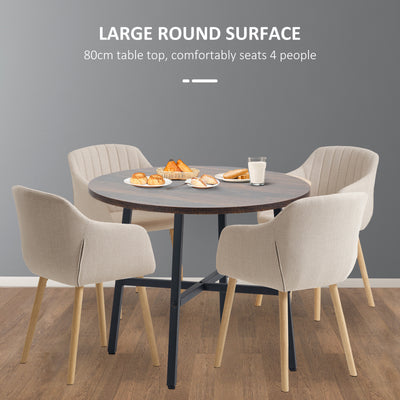 HOMCOM 85cm Dining Room Table, Industrial Style Kitchen Table Round  with Steel Legs, Rustic Brown 
