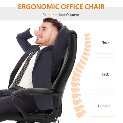 Vinsetto High Back Executive Office Chair 6- Point Vibration Massage Extra Padded Swivel Ergonomic Tilt Desk Seat, Black 