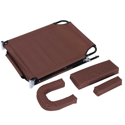 Outsunny Outdoor Foldable Sun Lounger, 4 Level Adjustable Backrest Reclining Sun Lounger Chair with Pillow and Reading Hole, Brown 