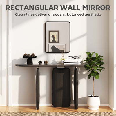 HOMCOM Rectangular Wall Mirror with HD Glass - Black 