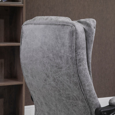 Vinsetto Home Office Chair Microfibre Desk Chair with Reclining Function Armrests Swivel Wheels Footrest Grey 