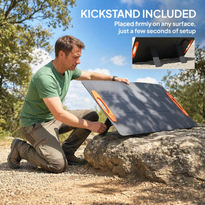 HOMCOM 100W Portable Solar Panel, Foldable Solar Charger with USB-A & USB-C Fast Charging Output, IP67 Waterproof for Mobile Phone Power Bank Flashlight Fans Camping Backpacking Hiking 