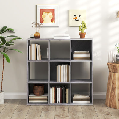HOMCOM Nine-Cube Storage Shelf - Marble Grey 