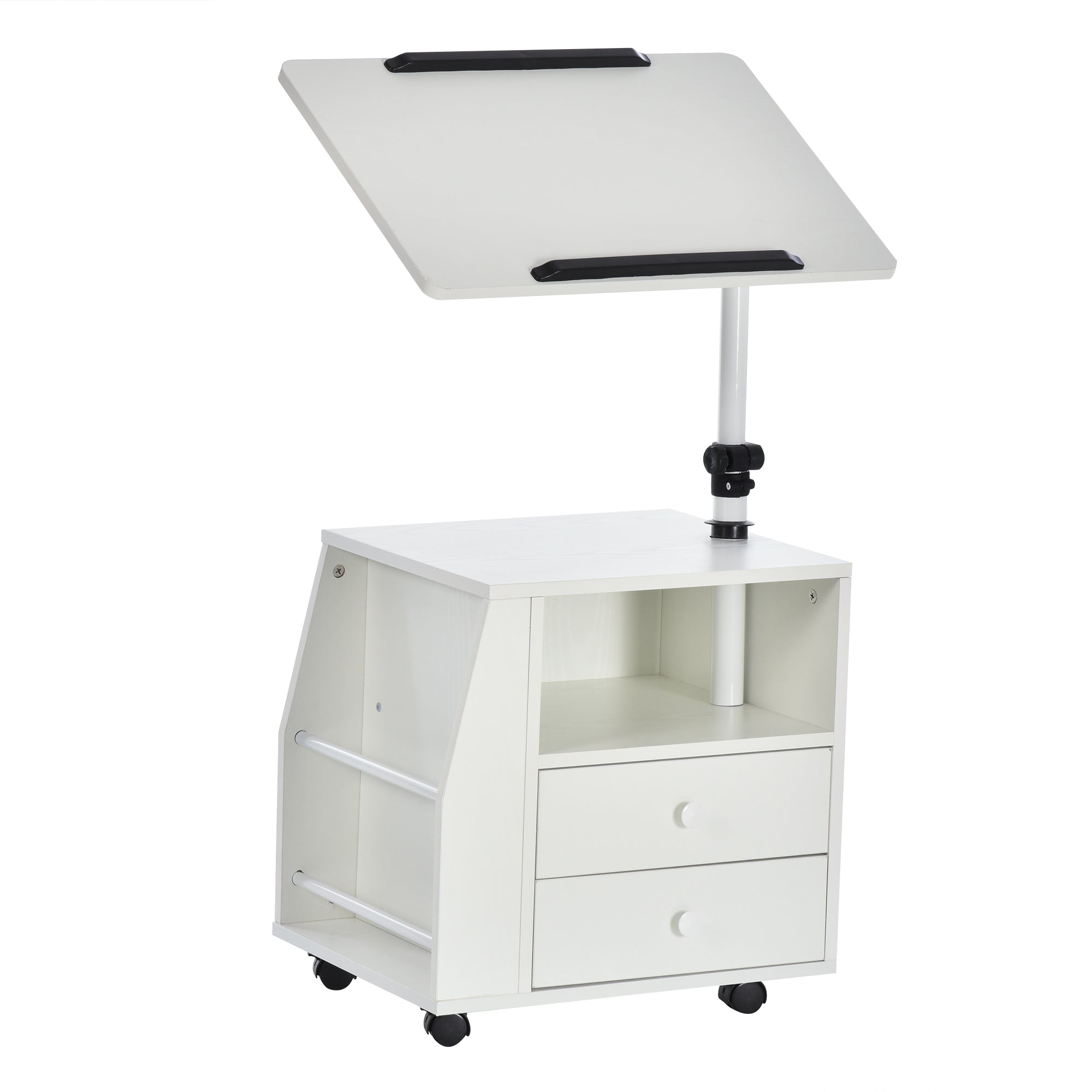 HOMCOM Functional Swivel Bedside Table End Table Side Table for Living Room Nightstand for Bedroom 