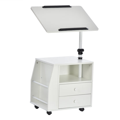 HOMCOM Functional Swivel Bedside Table End Table Side Table for Living Room Nightstand for Bedroom 