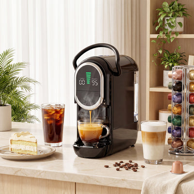 HOMCOM Pod Coffee Machine for Nespresso, Dolce Gusto Capsule & Ground Coffee, Small Semi Automatic Coffee Maker, 19 Bar, 0.6L 