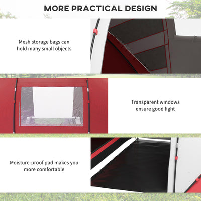 Outsunny 4-6 Man UV Protection Camping Tent - Grey and Red 