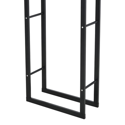 HOMCOM Metal Firewood Log Holder Tall Firewood Rack Indoor Outdoor Fireplace Wood Storage Shelf with Side Rails, Rust-Resistant, Black, 40W x 25D x 150H cm 