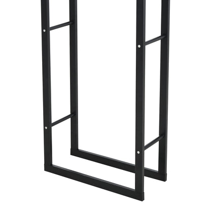 HOMCOM Metal Firewood Log Holder Tall Firewood Rack Indoor Outdoor Fireplace Wood Storage Shelf with Side Rails, Rust-Resistant, Black, 40W x 25D x 150H cm 