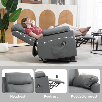 HOMCOM Faux Leather 70\'c2\'b0 Electric Riser Recliner Chair, Charcoal Grey 