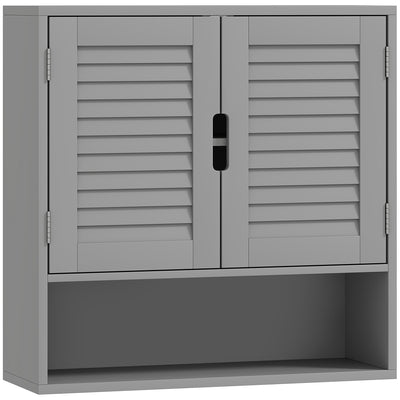HOMCOM Bathroom Cabinet, Wall Mounted Storage Cabinet with Adjustable Shelves, 60 x 20 x 60 cm, Grey 