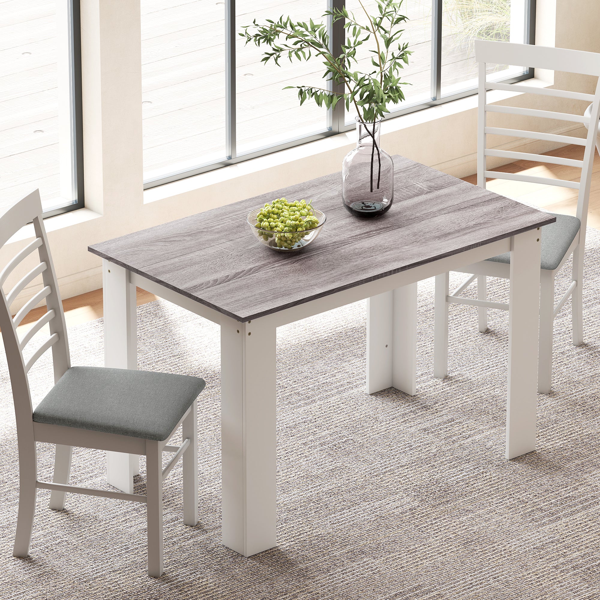 HOMCOM Dining Table for 4-6 People, Kitchen Table with Wood Effect for Dining Room, Grey 