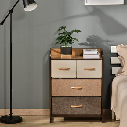 HOMCOM 4-Drawer Dresser, 3-Tier Storage Organizer, Tower Unit for Bedroom Hallway Closets with Steel Frame Wooden Top 