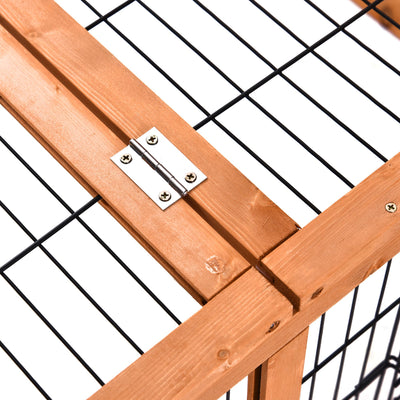 PawHut Wooden Rabbit Hutch Outdoor, Guinea Pig Hutch, Detachable Pet House Animal Cage with Openable Run & Roof Lockable Door Slide-out Tray 146 x 95 x 69cm 