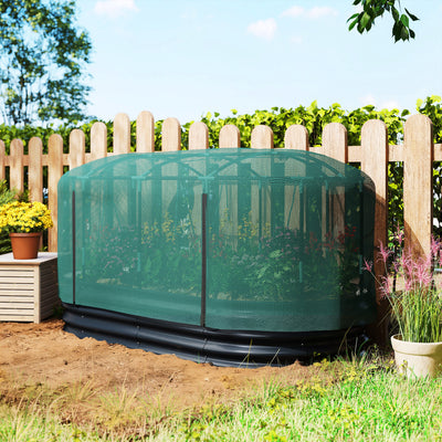 Outsunny Galvanised Raised Garden Bed Kit with Self Watering System and Mesh Cover, Garden Boxes, 6x3Ft, Dark Grey and Green 