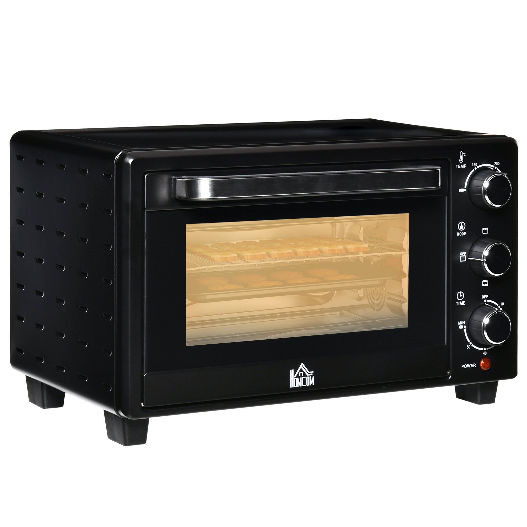 HOMCOM 21L Mini Countertop Oven, 100°C-230°C Adjustable Temp - Black 