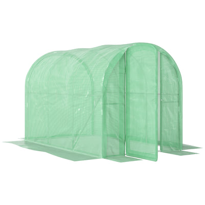 Outsunny 3 x 2 x 2m Polytunnel Greenhouse with Hinged Door, Walk-in Grow House Tent with PE Cover and Galvanised Steel Frame, Green 