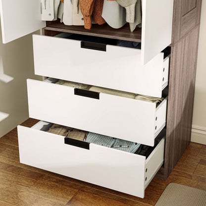 HOMCOM Two Door, Two Drawer Wardrobe - White/Brown 
