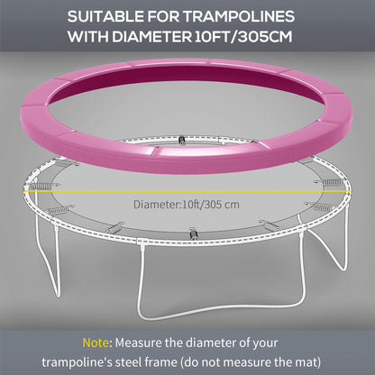 SPORTNOW 10FT Trampoline Spring Cover, Plastic Trampoline Pad Replacement with Elastic Cord, Waterproof, UV Resistant and Tear-Resistant, Pink 