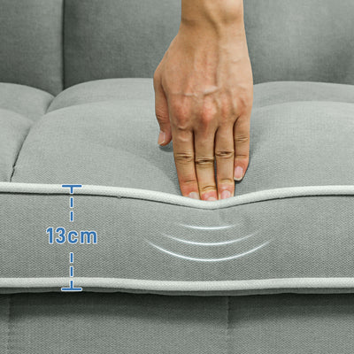 HOMCOM Two-Seater Linen-Look Sofa Bed - Light Grey 