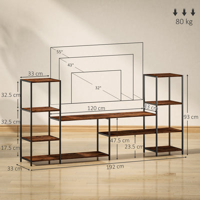 HOMCOM TV Unit for TVs up to 55 Inches, Industrial TV Stand with Storage Shelves, Entertainment Centre for Living Room, Bedroom 