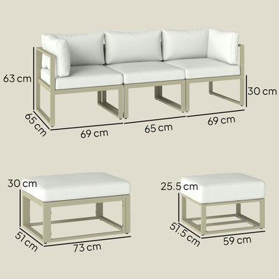 Outsunny Garden Daybed, 6 Piece Outdoor Sectional Sofa Set, Aluminium Patio Conversation Furniture Set with Coffee Table 