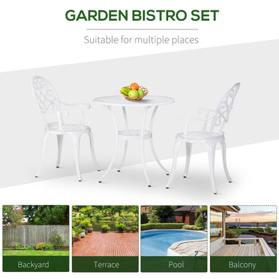 Outsunny Three-Piece Elegant Aluminium Garden Set - White 