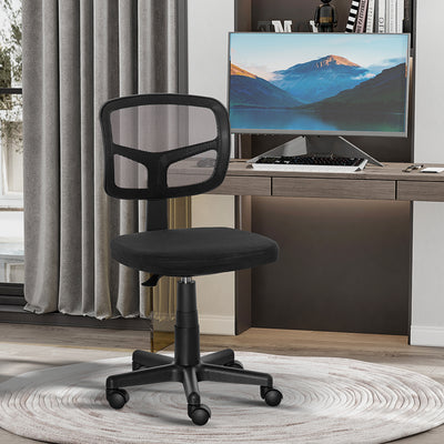 Vinsetto Small Office Chair without Arms, Ergonomic Swivel Mesh Desk Chair with Curved Back and Wheels, Height Adjustable, for Home Vanity Computer Dressing Table Study Bedroom, Holds Up to 120 kg 