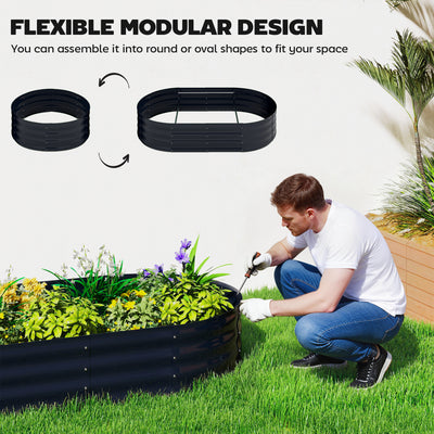 Outsunny Galvanised Raised Garden Bed with Arched Trellis, 5 x 3 x 6ft Metal Raised Bed for Garden with Open Bottom, Dark Grey 