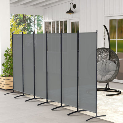 Outsunny 6 Panel Folding Room Divider Foldable Freestanding Garden Privacy Screen, 332 x 172 cm, Dark Grey 