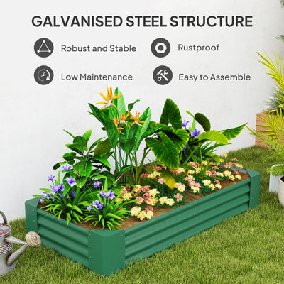 Outsunny 180 x 90cm Galvanised Steel Open Planter - Green 