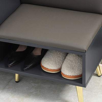 HOMCOM Shoe Storage Unit, with Padded Seat - Grey 