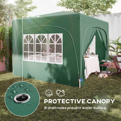Outsunny 3 x 3m Pop-Up Gazebo Shelter, with Accessories - Dark Green 