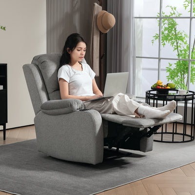 HOMCOM Microfibre Manual Reclining Armchair, with Footrest - Grey 