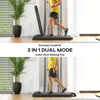 SPORTNOW 2.5HP Walking Pad, 1-6km/h Folding Treadmill with Remote Control and LED Display for Home Gym Office, Orange 