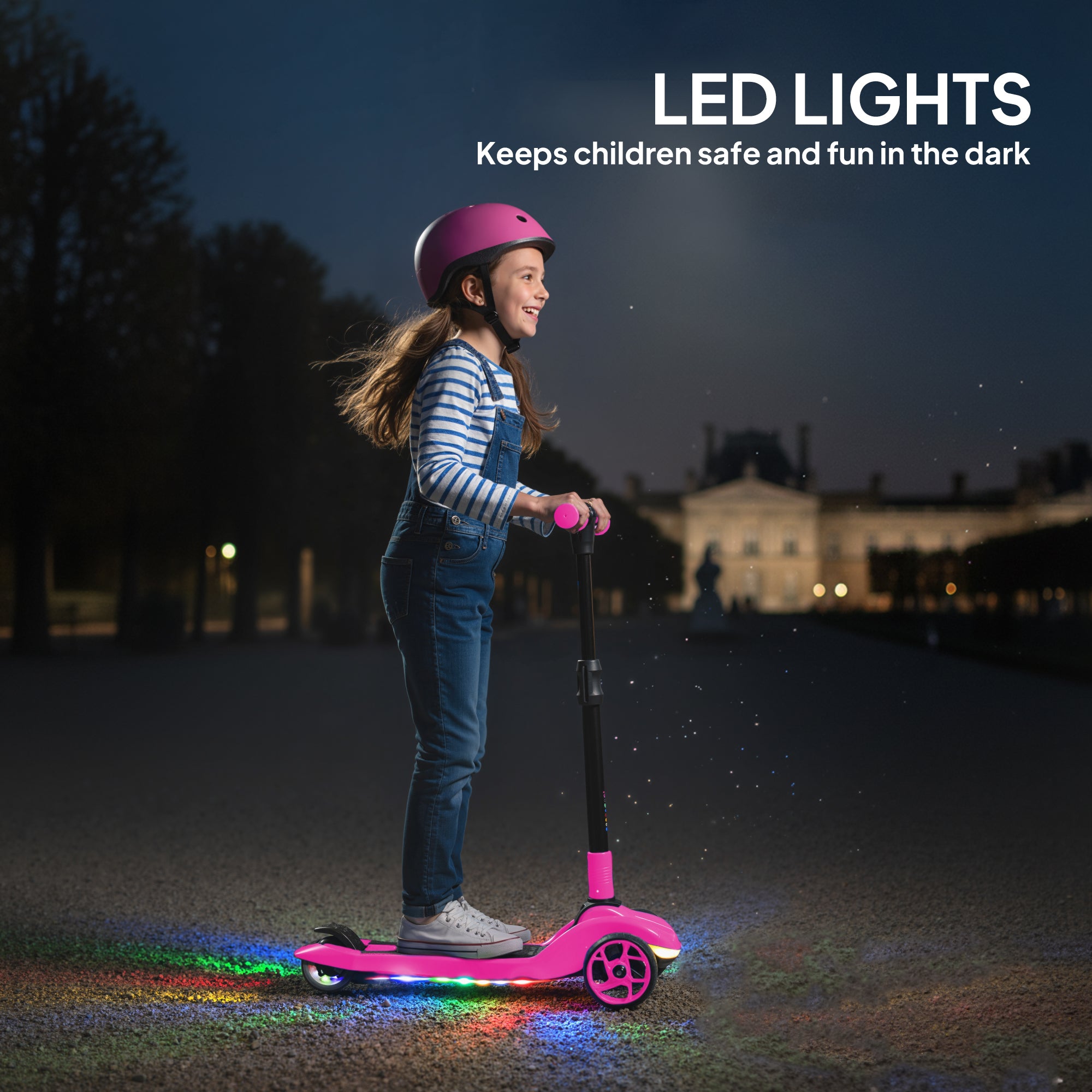 AIYAPLAY Three-Wheel Foldable Electric Scooter for Kids Aged 6-10 Years, Pink 